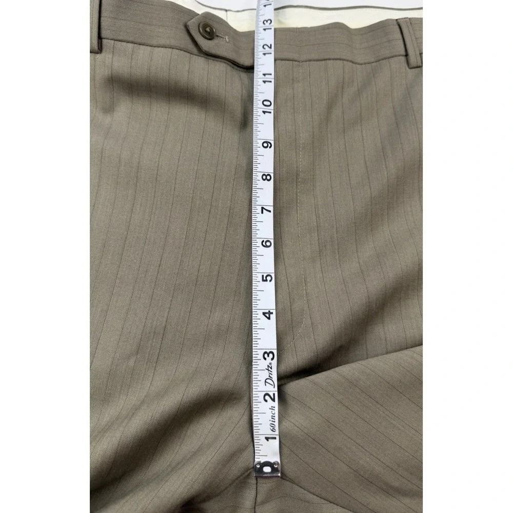 NWT Concepts by Claiborne Wool Dress Pants 44x32 Taupe Pinstripe Flat Front